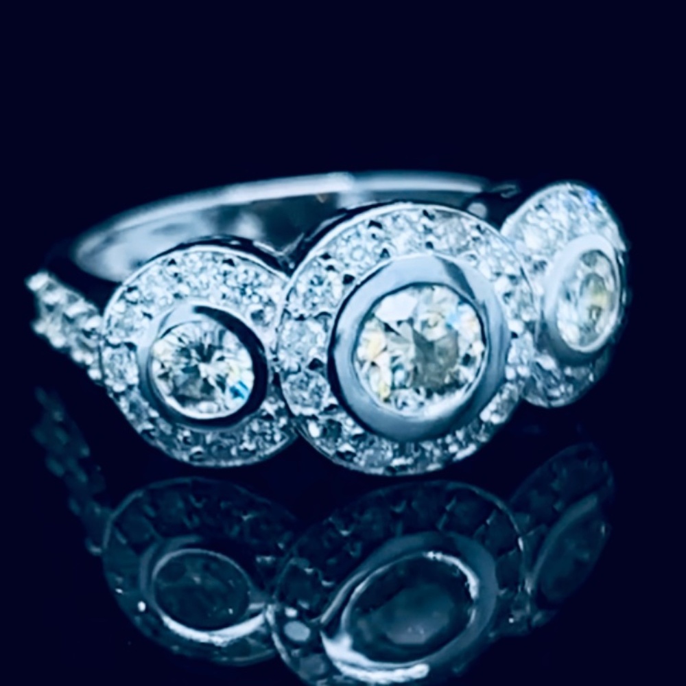 Heirloom / Estate 1.80 CTTW Custom Deco Diamond Ring - 14K White Gold
